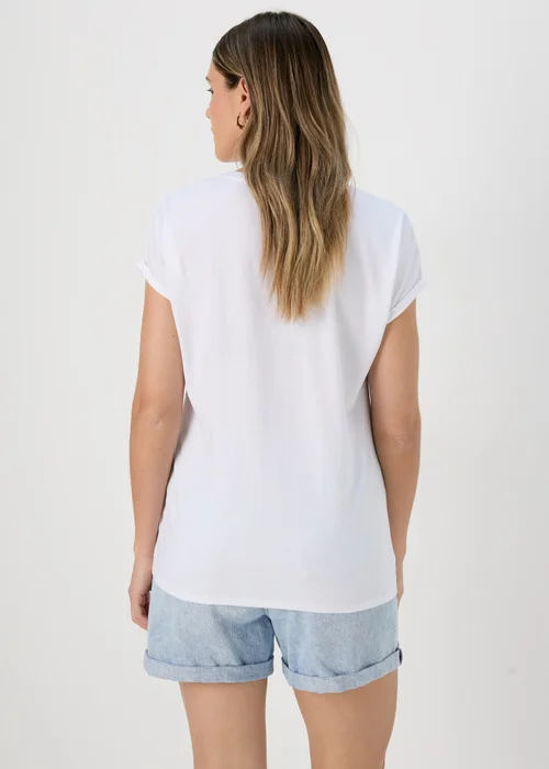 White Floral Print Slogan T-Shirt - S Image 2