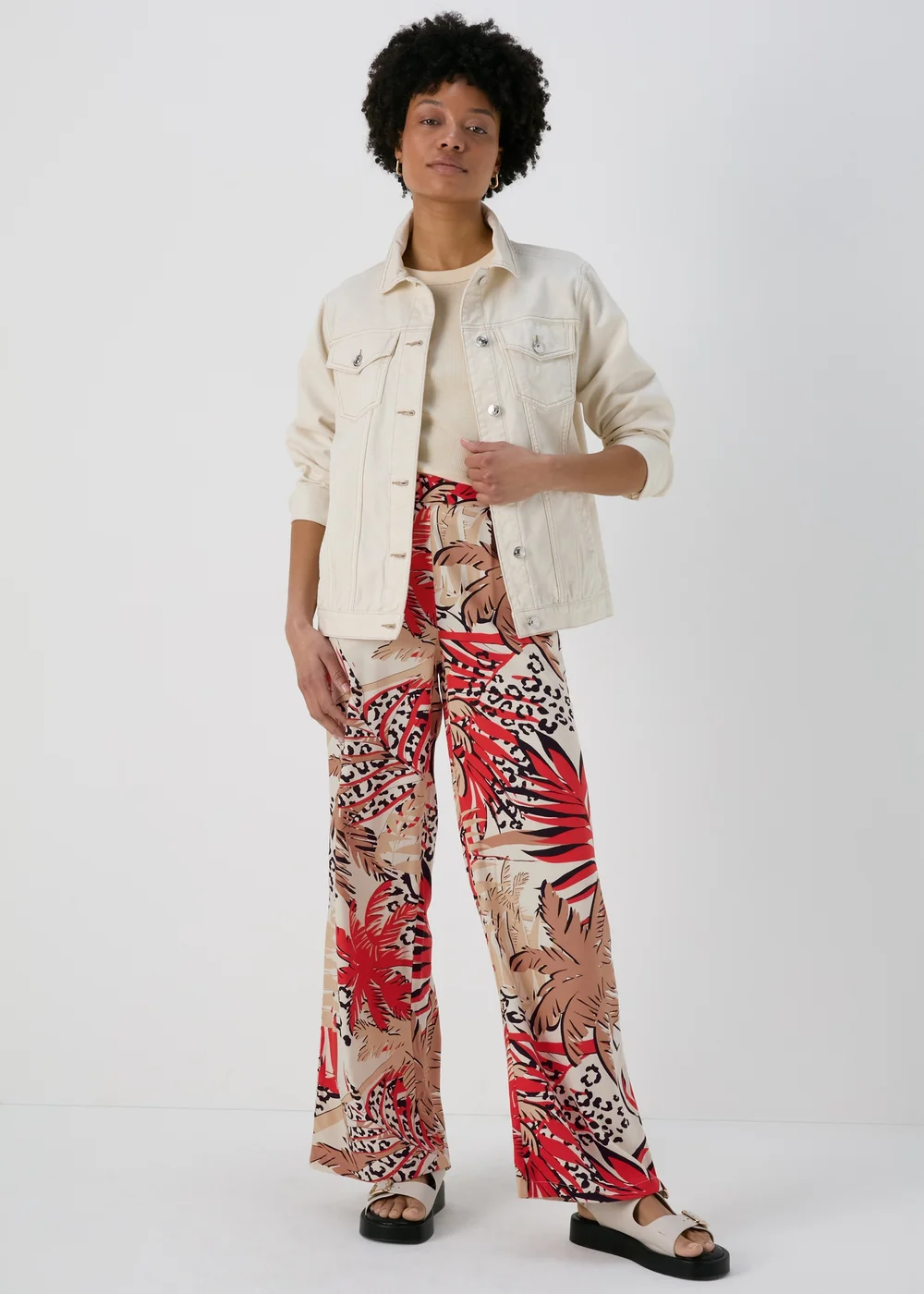 Multicolour Scarf Print Wide Leg Trousers - 8 Image 4