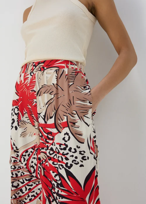 Multicolour Scarf Print Wide Leg Trousers - 8 Image 3