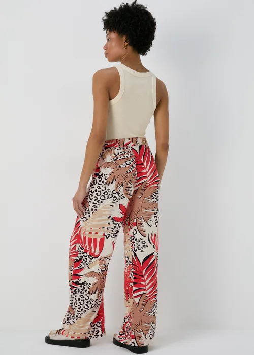 Multicolour Scarf Print Wide Leg Trousers - 8 Image 2