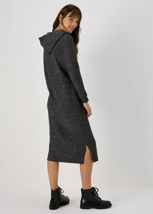 Grey Hooded Ribbed Dress - S Image 2
