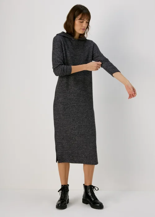 Grey Hooded Ribbed Dress - S Image 4