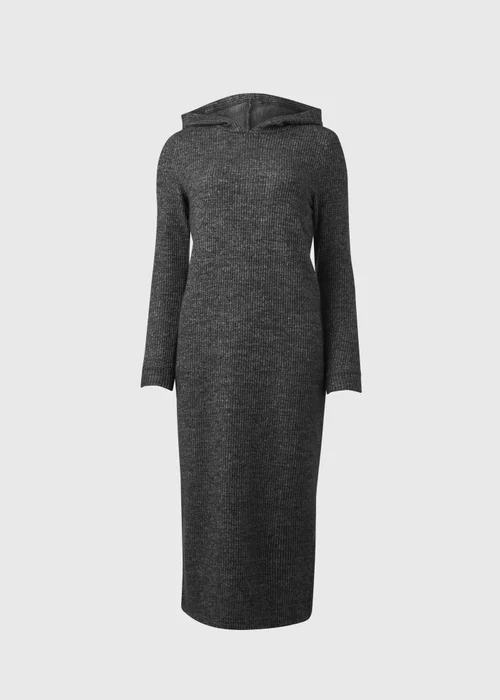 Grey Hooded Ribbed Dress - S Image 5