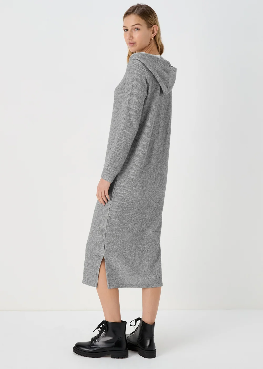 Hooded Grey Pullover Dress - S Image 2