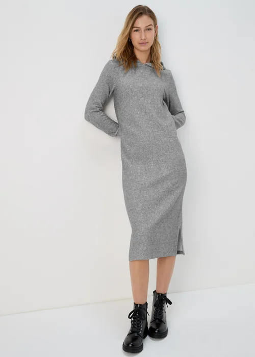 Hooded Grey Pullover Dress - S Image 1