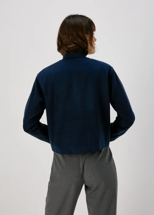 Navy Wool Look Bomber Jacket - 8 Image 2