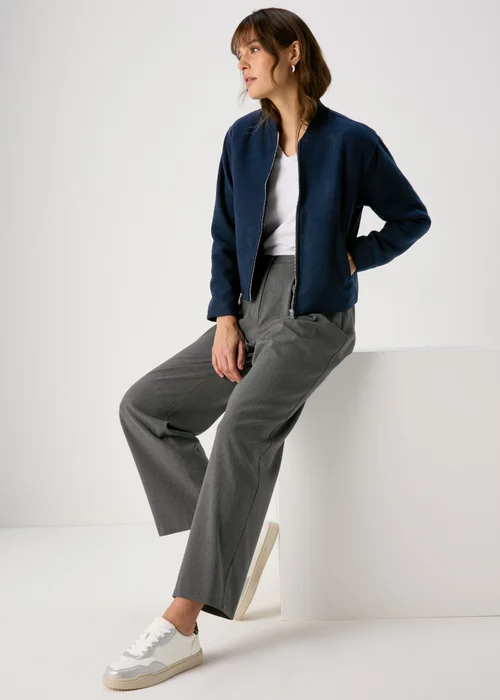 Navy Wool Look Bomber Jacket - 8 Image 4