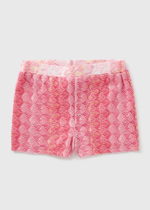 Girls Pink Lace Shorts (7-15yrs) - Age 7 Years Image 1