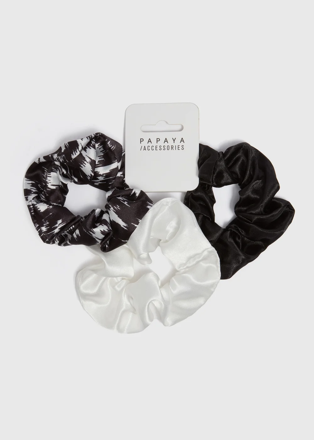 3 Pack Black & White Scrunchies - One Size Image 2