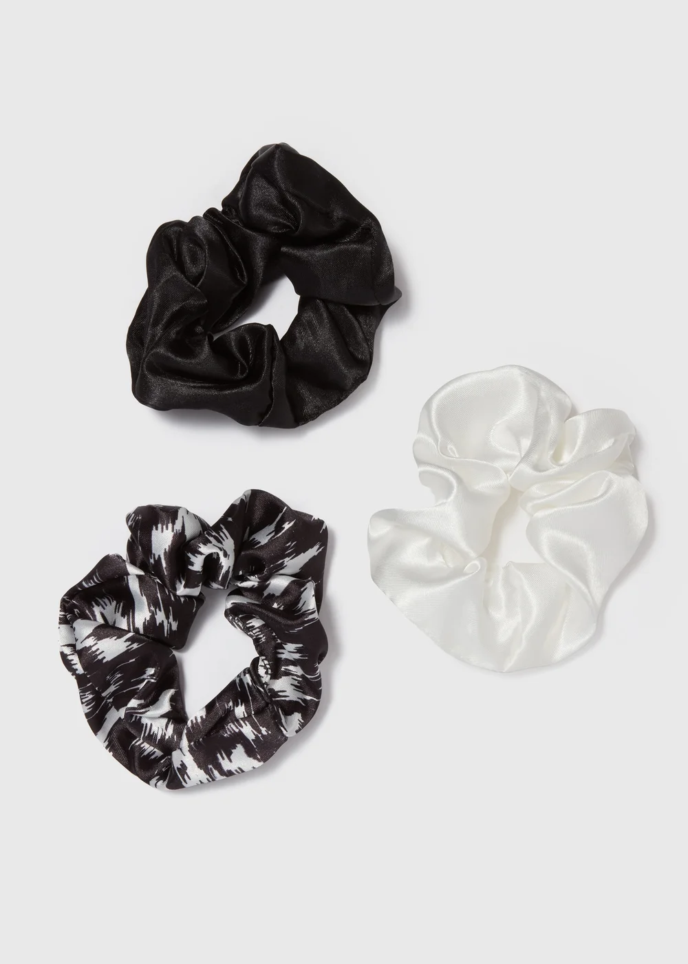 3 Pack Black & White Scrunchies - One Size Image 1