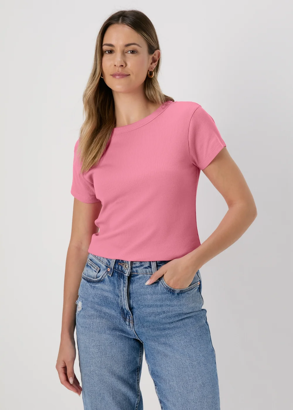 Pink Ribbed T-Shirt - 8 Image 1