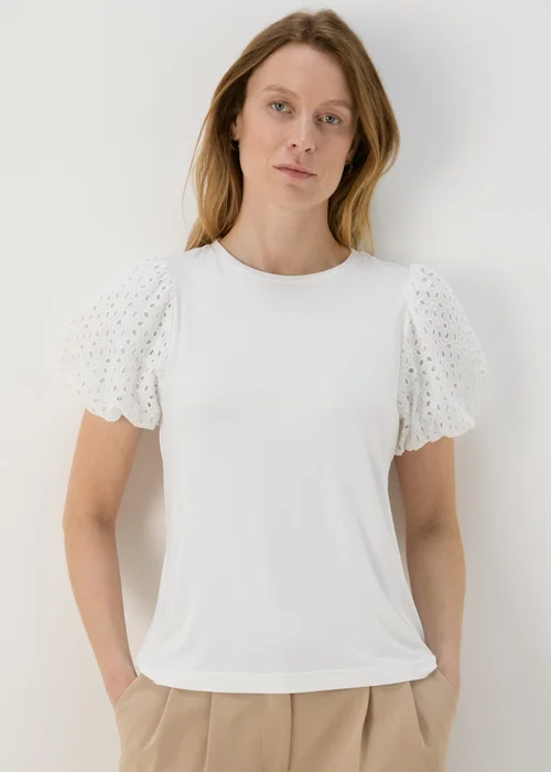 Et Vous White Puff Sleeve T-Shirt - 8 Image 1