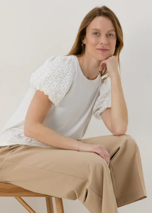 Et Vous White Puff Sleeve T-Shirt - 8 Image 4