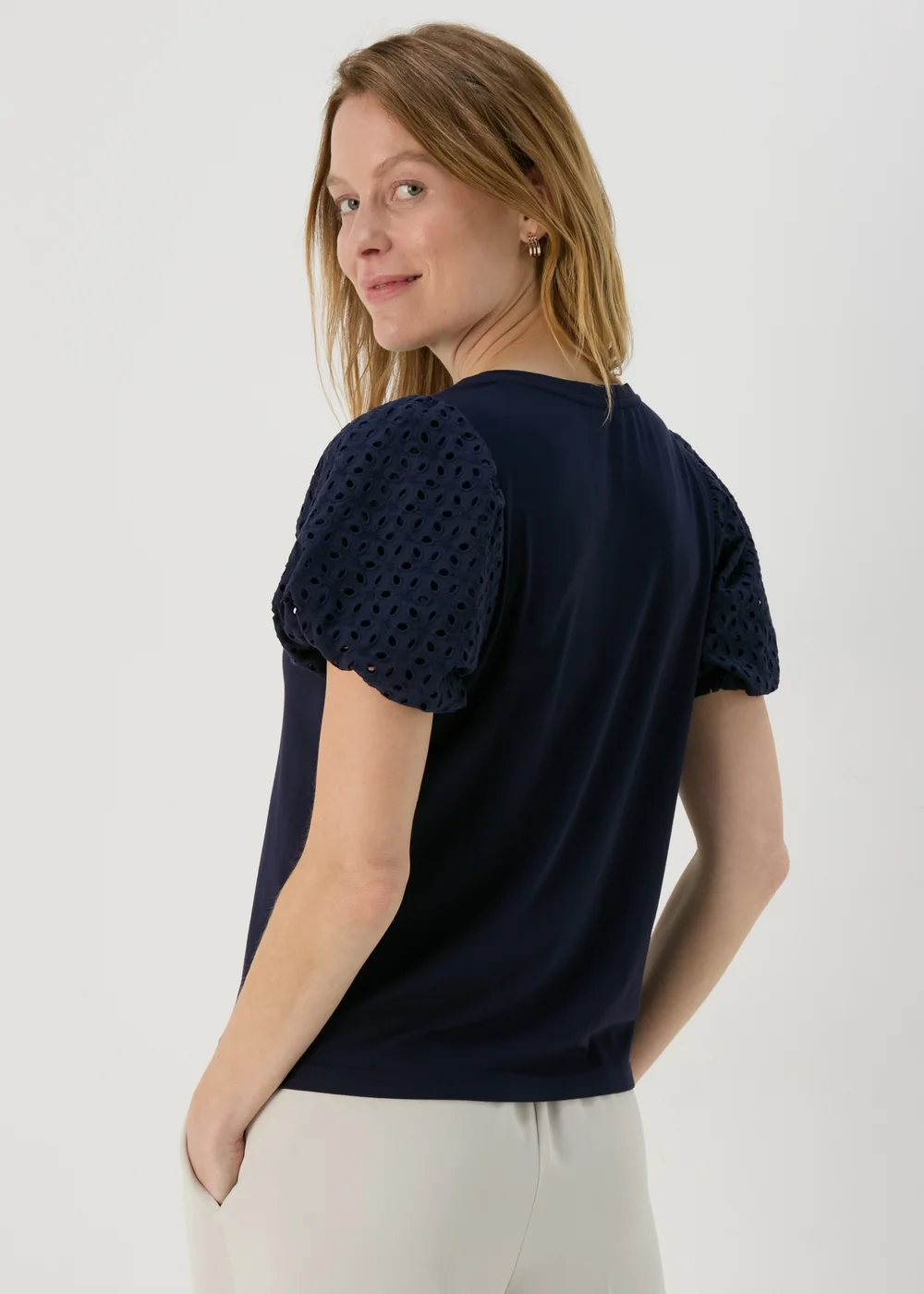 Et Vous Navy Puff Sleeve T-Shirt - 8 Image 2