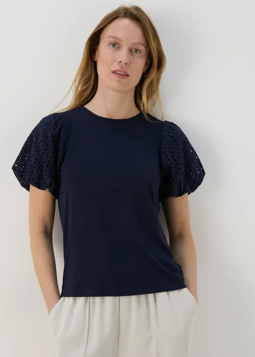 Et Vous Navy Puff Sleeve T-Shirt - 8 Image 1