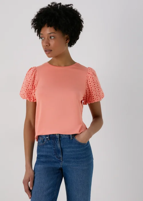 Et Vous Coral Puff Sleeve T-Shirt - 8 Image 1