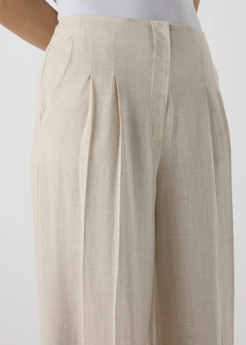 Et Vous Beige Wide Leg Linen Trousers - 8 Image 3