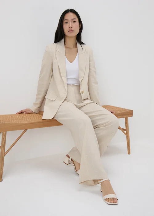 Et Vous Beige Wide Leg Linen Trousers - 8 Image 1