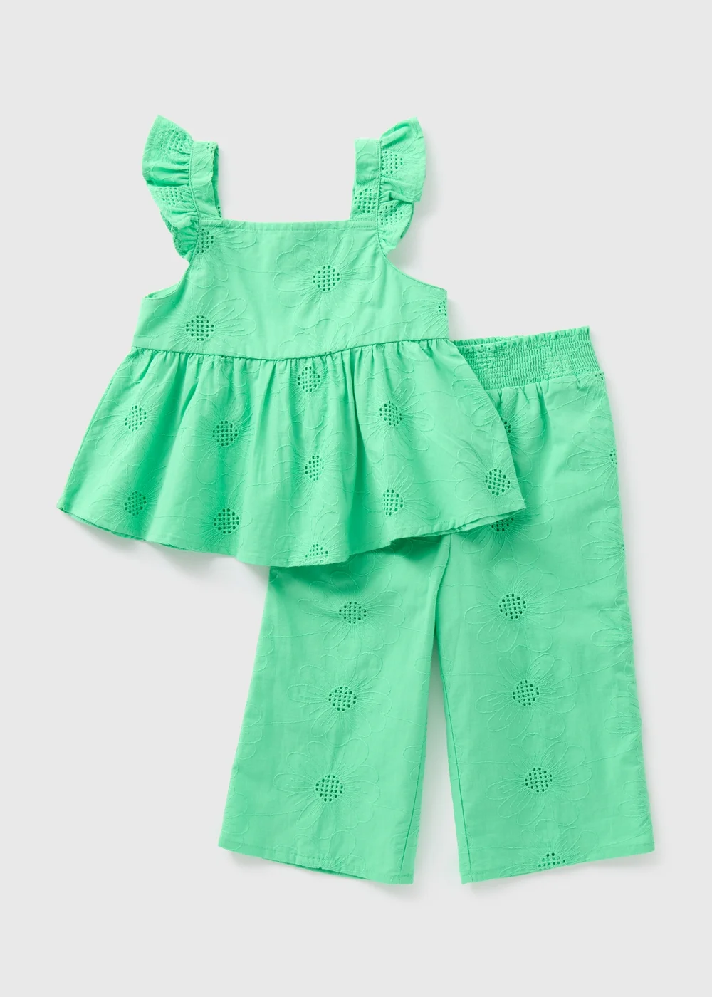 Girls Green Embroidered Co Ord Top & Trousers Set (1-7yrs) - 1-1.5 Yrs Image 1