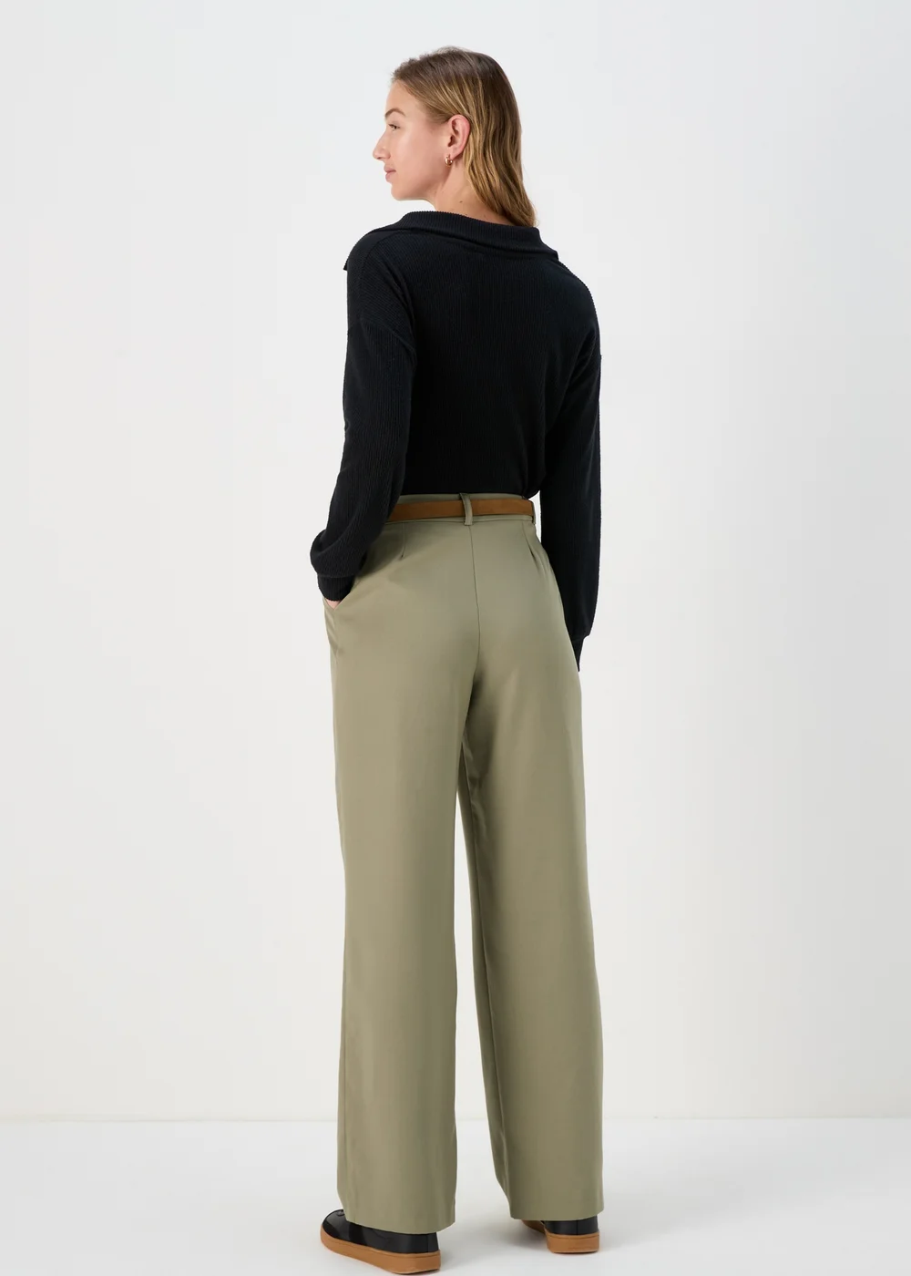 Khaki Wide Leg Trousers - 8 Image 2