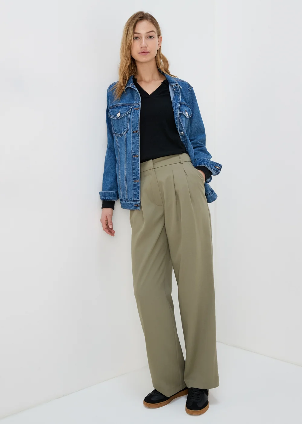 Khaki Wide Leg Trousers - 8 Image 1