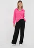 Black Wide Leg Trousers - Size 8 Image 1
