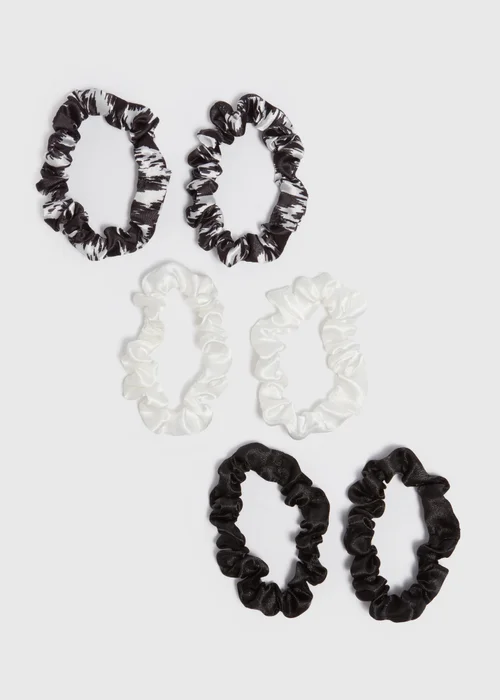 6 Pack Black & White Scrunchies - One Size Image 1