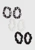 6 Pack Black & White Scrunchies - One Size Image 1