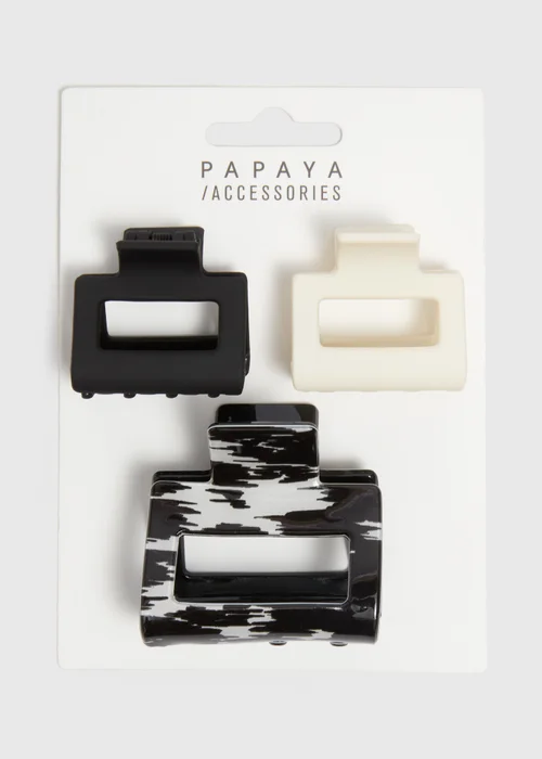 3 Pack Multicoloured Ikat Matte Clamps - One Size Image 1