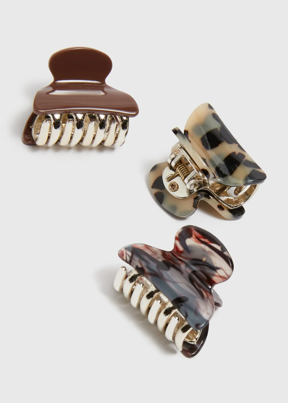 3 Pack Multicoloured Tort Resin Mini Clamps - One Size Image 2