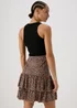 Papaya Brown Animal Print Tiered Jersey Mini Skirt - Size 8 Image 2