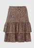 Papaya Brown Animal Print Tiered Jersey Mini Skirt - Size 8 Image 5