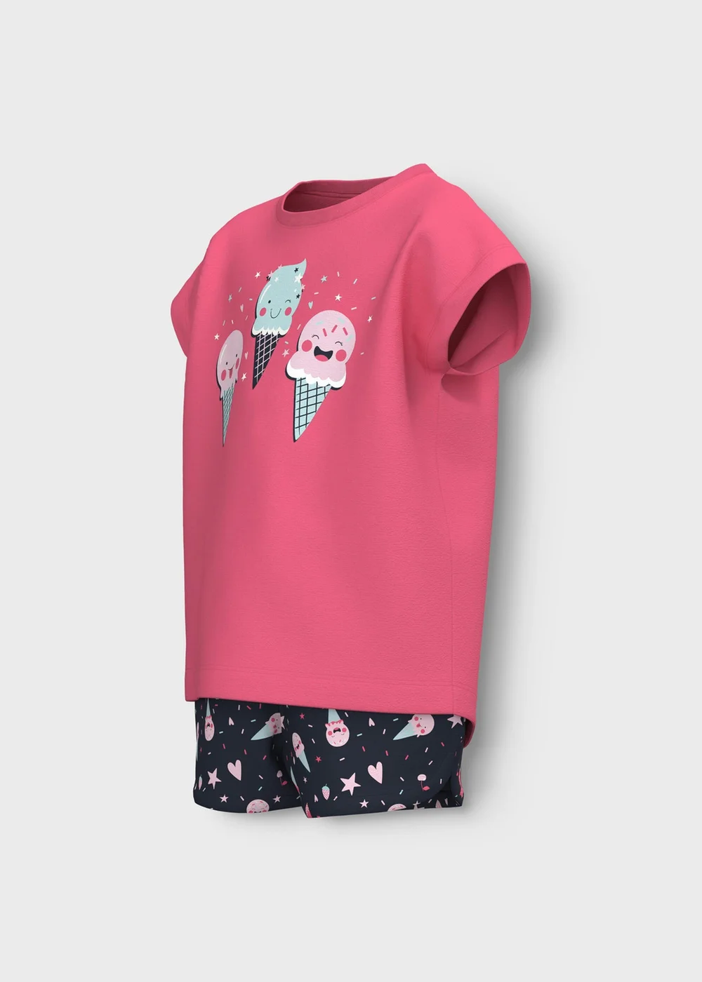 Name It Girl Pink Ice-Cream Top & Shorts Set (9mths-5yrs) - 9-12M Image 3