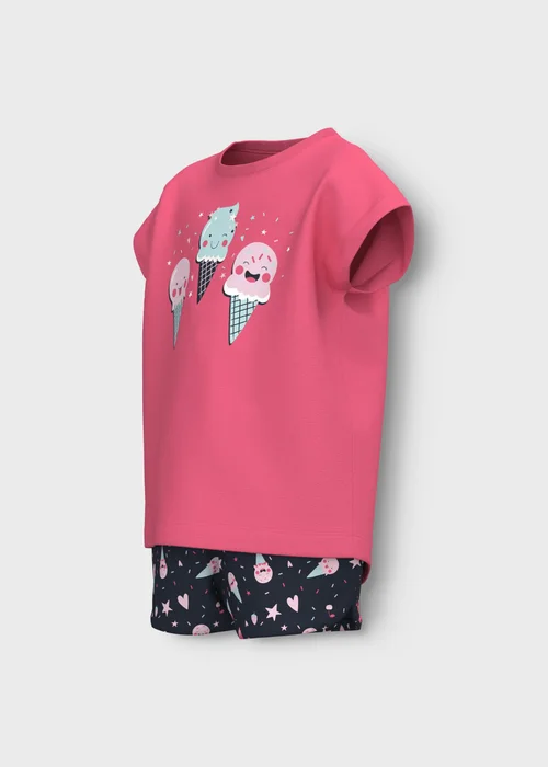 Name It Girl Pink Ice-Cream Top & Shorts Set (9mths-5yrs) - 9-12M Image 3