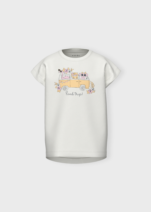 Name It Girls White Road Trip T-Shirt (9mths-5yrs) - 9-12M Image 1