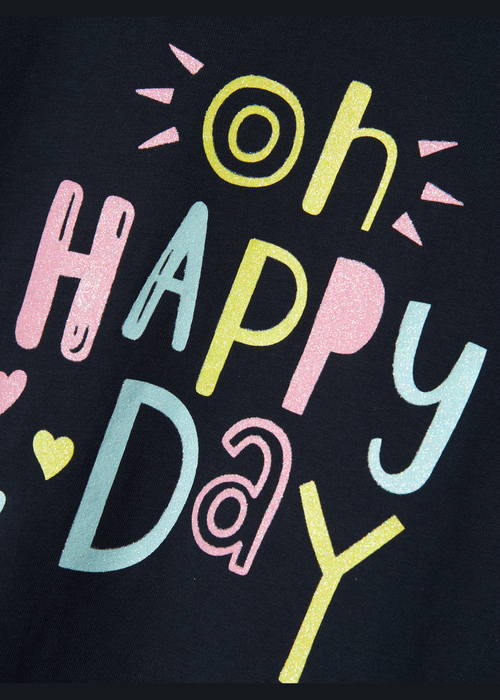Name It Girls Black Happy Day T-Shirt (9mths-5yrs) - 9-12M Image 4