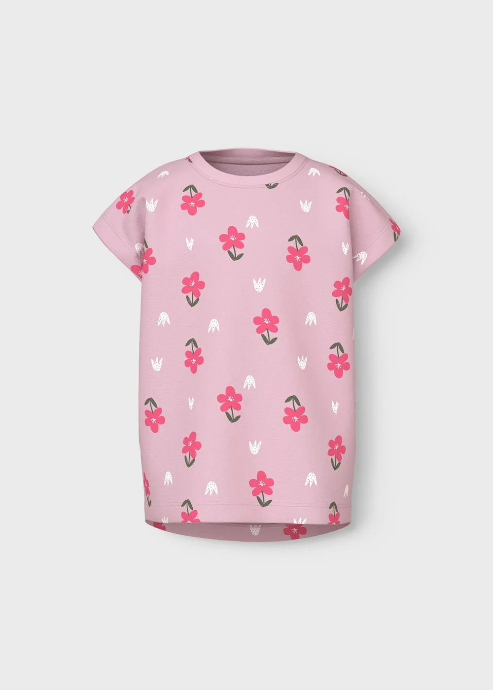Name It Girls Pink Floral T-Shirt (9mths-5yrs) - 9-12 months Image 1