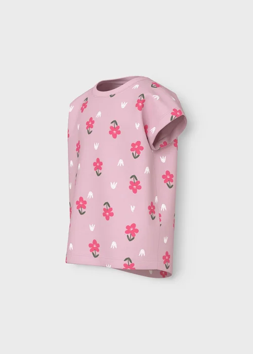 Name It Girls Pink Floral T-Shirt (9mths-5yrs) - 9-12 months Image 3