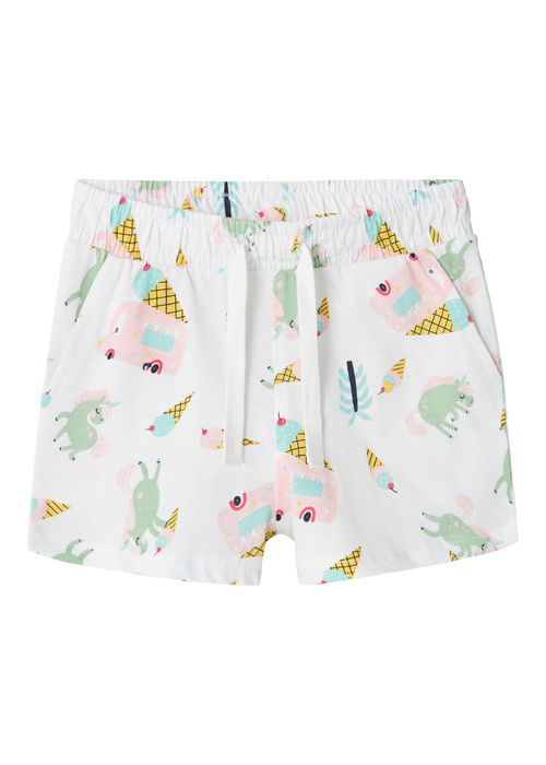 Name It Girls White Multicolour Print Shorts (9mths-5yrs) - 9-12M Image 5