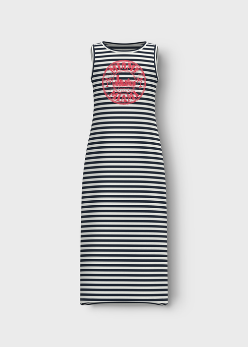 Name It Girls White Stripe Design Long Dress (6-12yrs) - 6 Yrs Image 1
