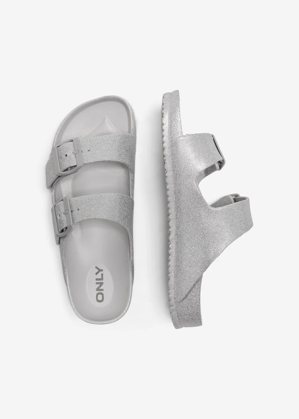 ONLY Silver Glitter Eva Sandals - Size 3 Image 2