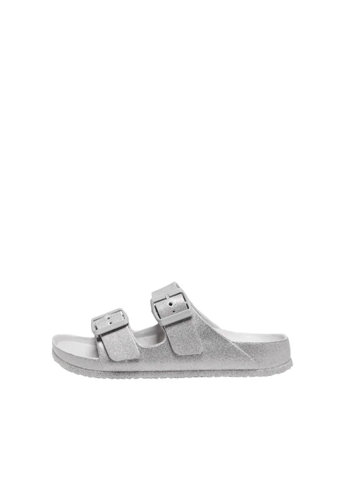 ONLY Silver Glitter Eva Sandals - Size 3 Image 3