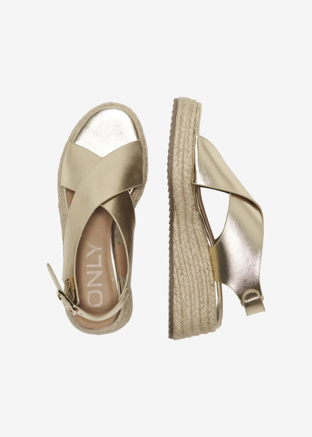 ONLY Gold Cross Strap PU Sandals - 7 Image 1