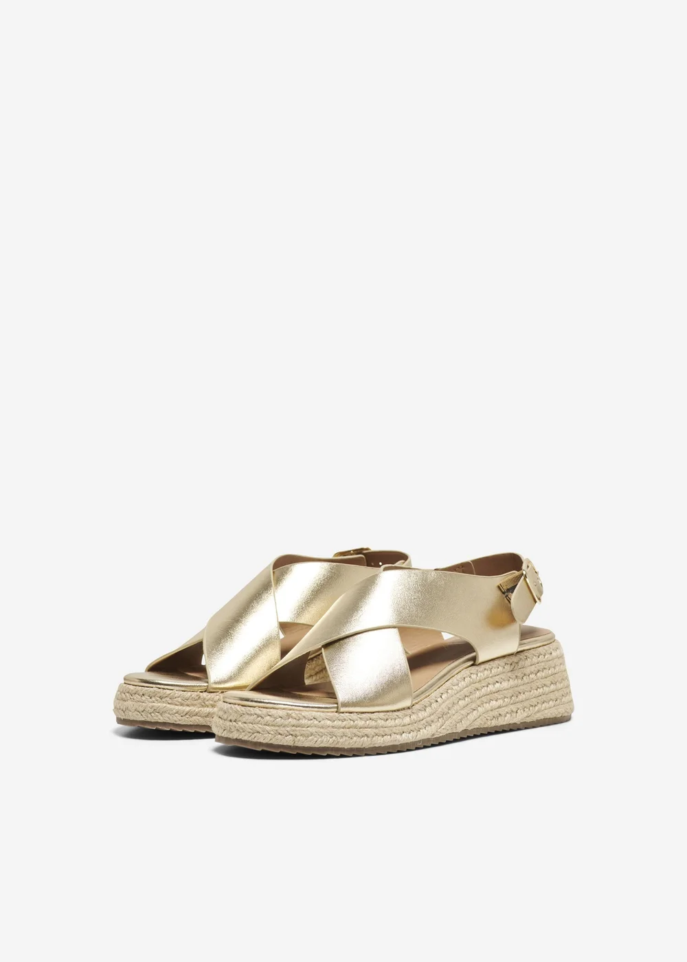 ONLY Gold Cross Strap PU Sandals - 7 Image 2
