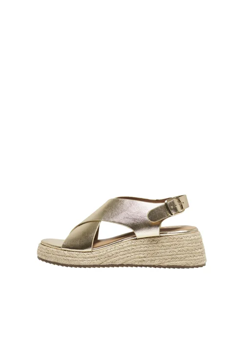 ONLY Gold Cross Strap PU Sandals - 7 Image 4
