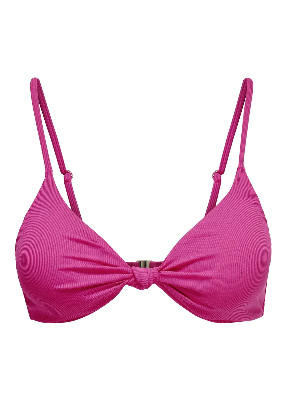 ONLY Pink Sienna Ribbed Knot Bikini Top - L Image 3