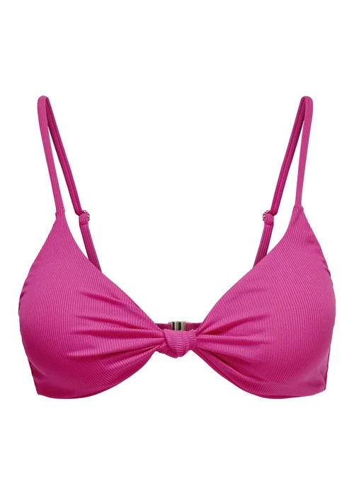 ONLY Pink Sienna Ribbed Knot Bikini Top - L Image 3