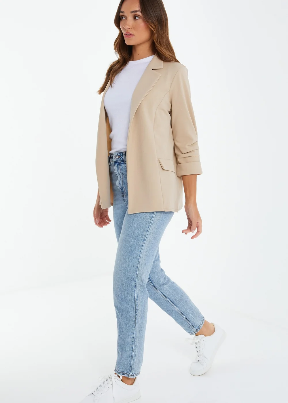 Quiz Stone Ruched Sleeve Blazer - 6 Image 3