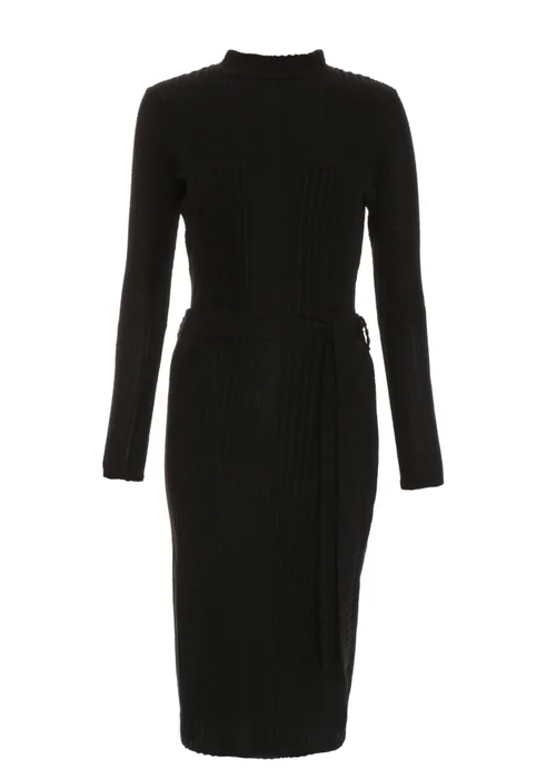 Quiz Black Knitted Long Sleeve Midi Dress - 6 Image 4