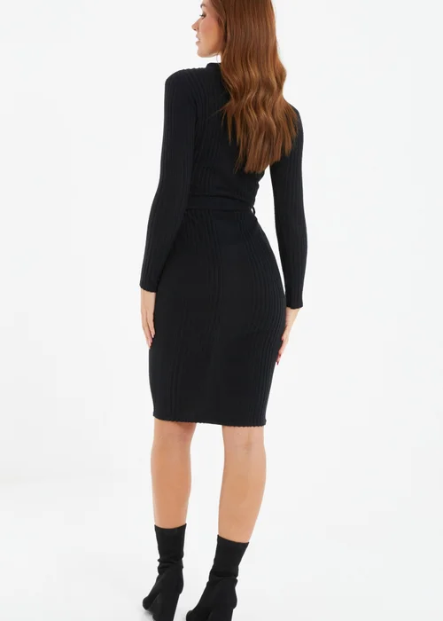 Quiz Black Knitted Long Sleeve Midi Dress - 6 Image 2